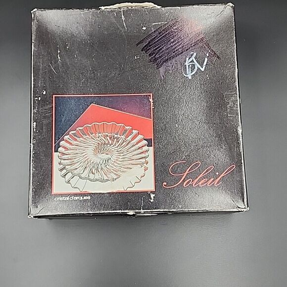 Crystal by Cristal D'arques France Soleil Dessert Plate 24% lead Crystal boxed 6 - Picture 7 of 8